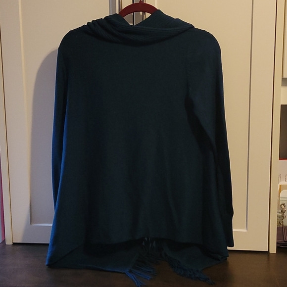 Repeat Teal Fringe wrap cardigan - Picture 4 of 8